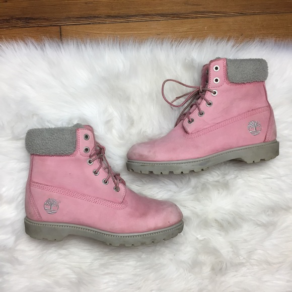 Timberland Shoes - Baby Pink Timberlands with Gray Trim